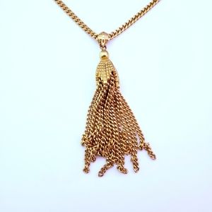 Tassel necklace vintage Monet gold tone